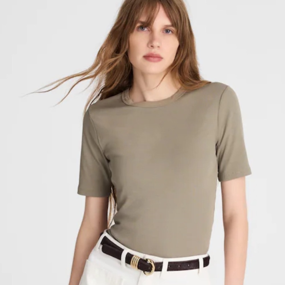 Madewell (Re)generative Cotton Ribbed Elbow-Sleeve Tee pressed Sage